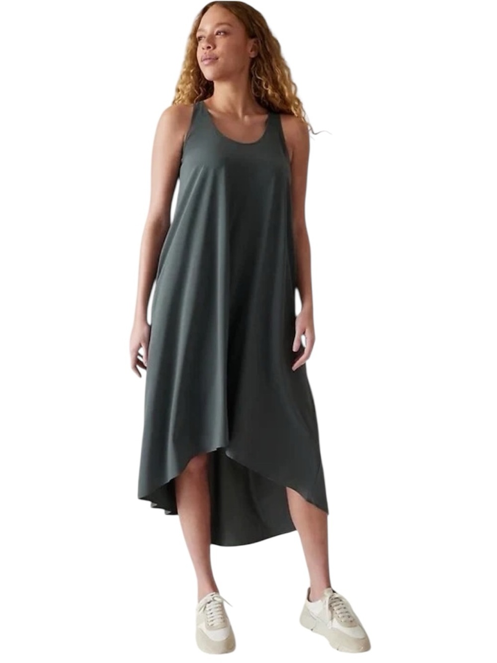 Athleta Presidio High-Low racerback Maxi minimalist Dress W pockets size 2X NWT